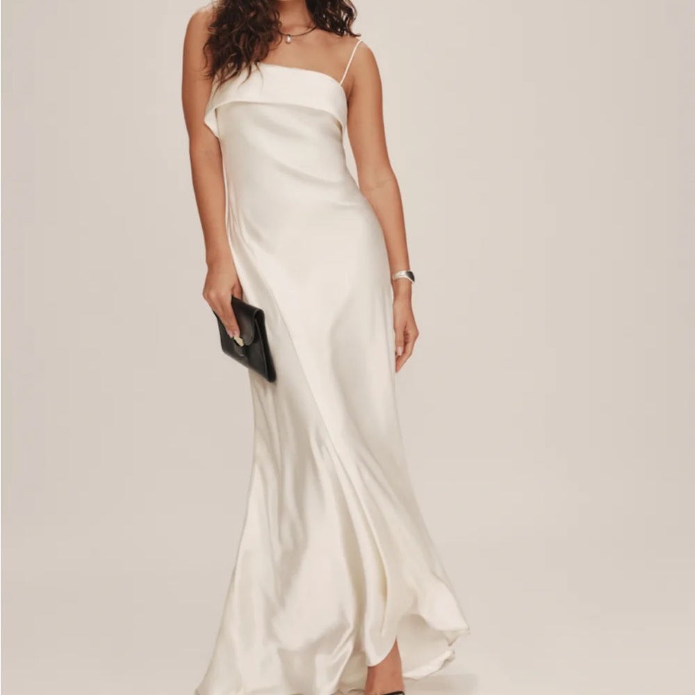 Jovie Silk Dress - Reformation Cream Sleeveless Spaghetti Strap Maxi Gown